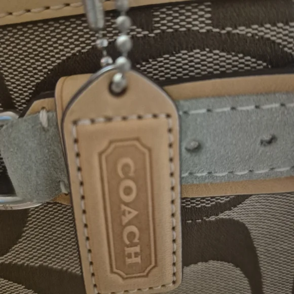 Coach Signature Canvas Coral Reef Appliqué Satchel - Tan & Mint - Picture 11 of 13